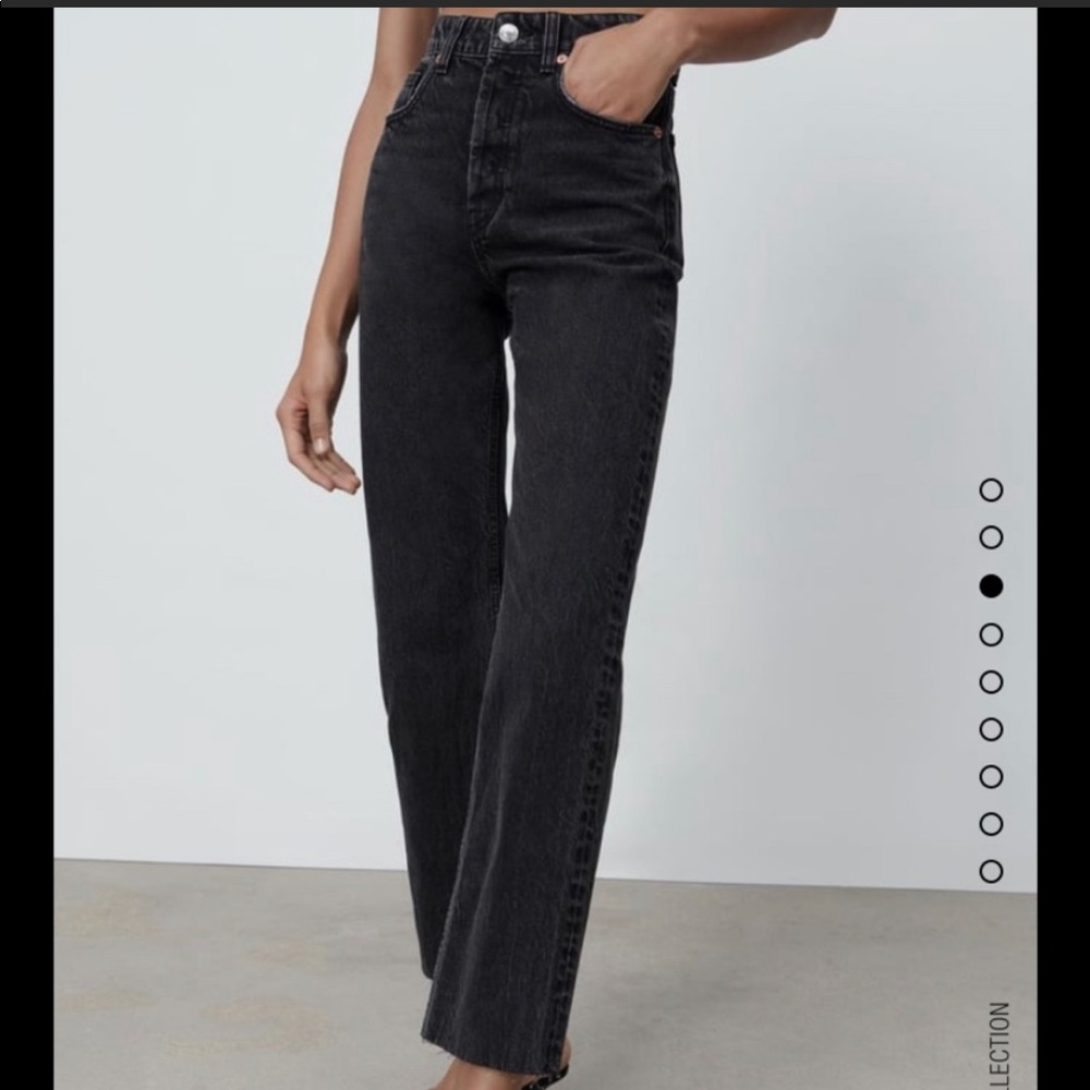 Zara high rise straight leg black jeans